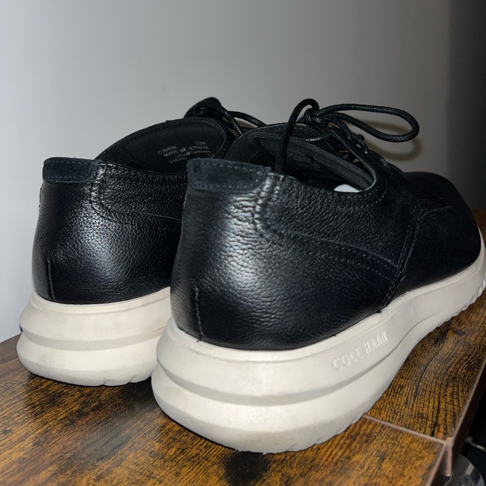 Men’s Cole Haan Grand+ Plain Toe Black Leather Oxford Shoe Size 13 Cushion Sole - Picture 10 of 16